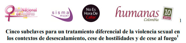 Cinco subclaves para un tratamiento diferencial de la violencia sexual en los contextos de desescalamiento, cese de hostilidades y de cese al fuego