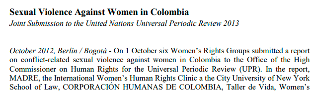 Sexual Violence Against Women in Colombia