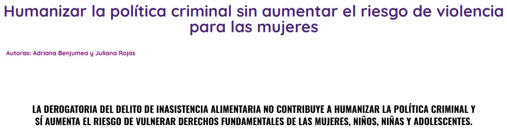 Humanizar la política criminal sin aumentar el riesgo de violencia para las mujeres